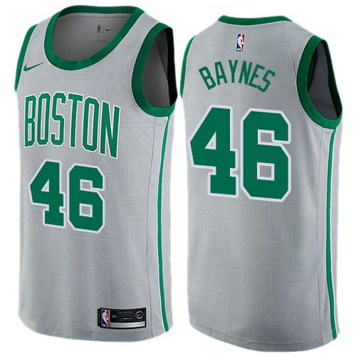 Men Boston Celtics #46 Aron Baynes Gray Nike Swingman City Edition NBA Jersey